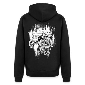 Tractor Famulus RS14 / Farmer / Trekker /Bauer - Unisex Premium Organic Zip Hoodie - black - Back - Nico (187cm)