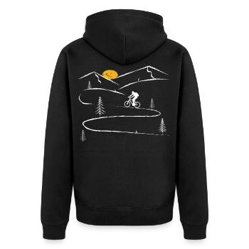 Radfahren mit Renner Mtb Geschenkidee für Radtour - Unisex Premium Bio Zip Hoodie - Schwarz - Hinten - Nico (187cm)