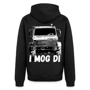 Unimog, véhicule utilitaire, camion, Unimog 406, tracteur - Veste à capuche bio Premium Unisexe - noir - Dos - Nico (187cm)