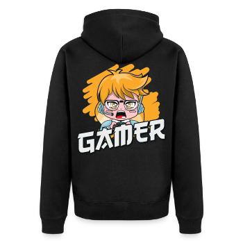 let brawl let's fight for boxer fighter stars - Unisex Premium Organic Zip Hoodie - black - Back - Nico (187cm)