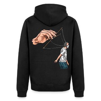 Anti Mask Duty Marionette Face Mask - Unisex Premium Bio Zip Hoodie - Schwarz - Hinten - Nico (187cm)