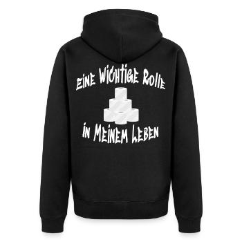 Eine Wichtige Rolle - Unisex Premium Bio Zip Hoodie - Schwarz - Hinten - Nico (187cm)