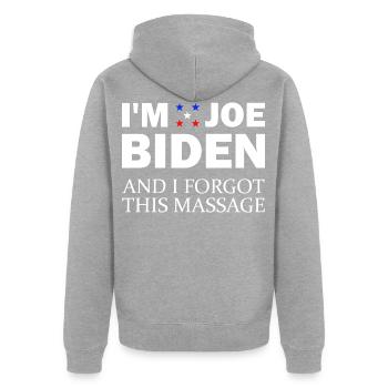 Au Joe Biden et j’ai oublié ce message Anti B - Veste à capuche bio Premium Unisexe - gris chiné - Dos - Nico (187cm)