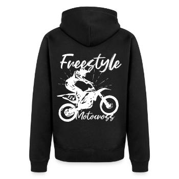 Freestyle Motocross Racing Dirt Bike - Unisex Premium Bio Zip Hoodie - Schwarz - Hinten - Nico (187cm)