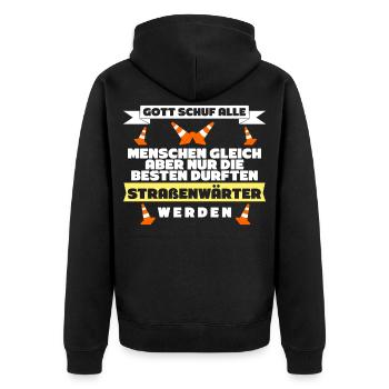 Lustig Straßenbauer Straßenwärter Spruch - Unisex Premium Bio Zip Hoodie - Schwarz - Hinten - Nico (187cm)