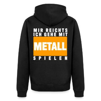 Metallbauer - lustiger Metall Spruch - Unisex Premium Bio Zip Hoodie - Schwarz - Hinten - Nico (187cm)