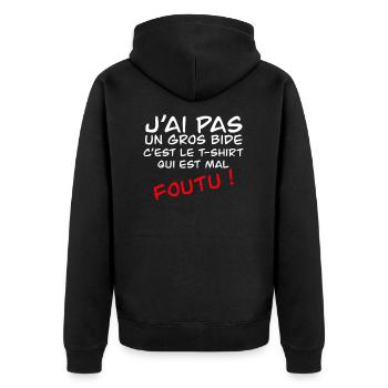 I don't have a big gut! - Unisex Premium Organic Zip Hoodie - black - Back - Nico (187cm)
