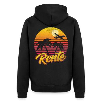 Rentner - Unisex Premium Bio Zip Hoodie - Schwarz - Hinten - Nico (187cm)