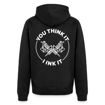 Tattoo-Liebhaber Künstler Humor tätowierte Person Geschenk - Unisex Premium Bio Zip Hoodie - Schwarz - Hinten - Nico (187cm)