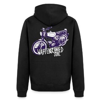 Simme Sr51/Schwalbenfahrer / Ostalgie /Mofa / KR51 - Unisex Premium Bio Zip Hoodie - Schwarz - Hinten - Nico (187cm)