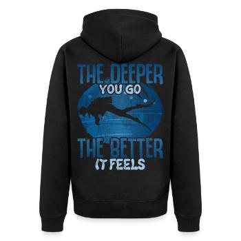 Deep Diving Taucher Scuba Diving Tauchen Geschenk - Unisex Premium Bio Zip Hoodie - Schwarz - Hinten - Nico (187cm)