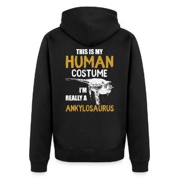 ANKYLOSAURUS - Unisex Premium Bio Zip Hoodie - Schwarz - Hinten - Nico (187cm)