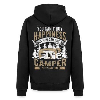 Camper - Unisex Premium Organic Zip Hoodie - black - Back - Nico (187cm)