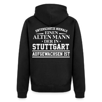 Stuttgart Männertag Vatertag Mann Geburtstag Idee - Unisex Premium Bio Zip Hoodie - Schwarz - Hinten - Nico (187cm)