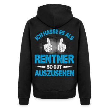 Ruhestand Rentner Geschenk Rente Lustig Pension - Unisex Premium Bio Zip Hoodie - Schwarz - Hinten - Nico (187cm)