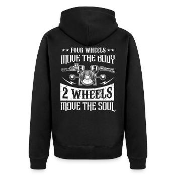 Motorrad Biker Bike Motocross Enduro Geschenk - Unisex Premium Bio Zip Hoodie - Schwarz - Hinten - Nico (187cm)