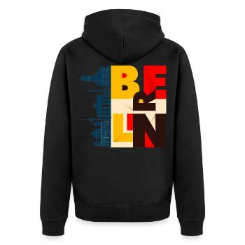Berlin Skyline City Allemagne Germany - Veste à capuche bio Premium Unisexe - noir - Dos - Nico (187cm)