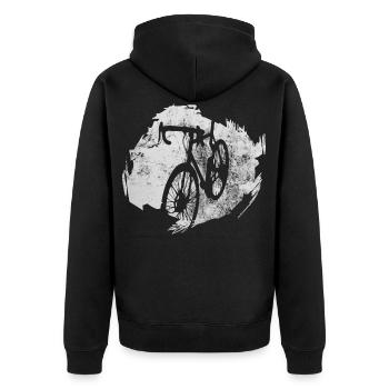 Herrenfahrrad mit MTB und Rennrad am Zoll Gebirge - Unisex Premium Bio Zip Hoodie - Schwarz - Hinten - Nico (187cm)