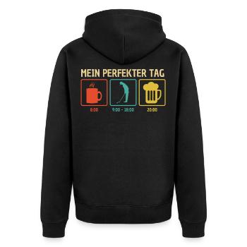 Golf Golfer Geschenk Golfplatz Golfball - Unisex Premium Bio Zip Hoodie - Schwarz - Hinten - Nico (187cm)