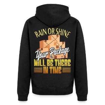 Package delivery package parcel messenger parcel messenger courier - Unisex Premium Organic Zip Hoodie - black - Back - Nico (187cm)