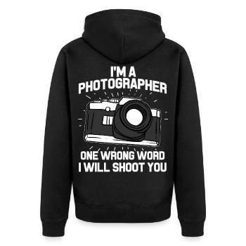 Fotograf Digitalkamera Fotoapparat kamera objektiv - Unisex Premium Bio Zip Hoodie - Schwarz - Hinten - Nico (187cm)