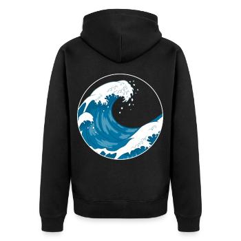 The Great Wave Before Kanagawa Hokusai Gift - Unisex Premium Organic Zip Hoodie - black - Back - Nico (187cm)