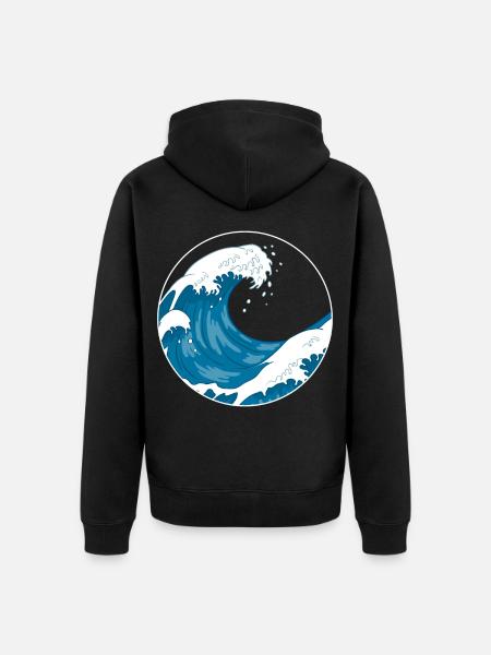 The Great Wave Before Kanagawa Hokusai Gift - Unisex Premium Organic Zip Hoodie - black