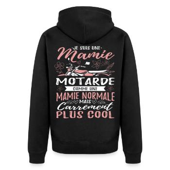 Mamie Motarde Mamou Humour - Veste à capuche bio Premium Unisexe - noir - Dos - Nico (187cm)