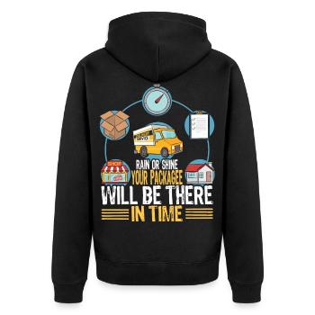 Package delivery package parcel messenger parcel messenger courier - Unisex Premium Organic Zip Hoodie - black - Back - Nico (187cm)