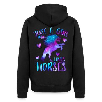 Just a girl who loves horses - Veste à capuche bio Premium Unisexe - noir - Dos - Nico (187cm)