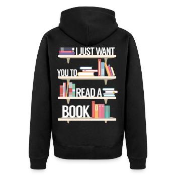 Lire la littérature - Veste à capuche bio Premium Unisexe - noir - Dos - Nico (187cm)