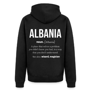 Albanien - Unisex Premium Bio Zip Hoodie - Schwarz - Hinten - Nico (187cm)