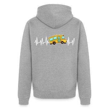 Bus - Unisex Premium Bio Zip Hoodie - Grau meliert - Hinten - Nico (187cm)