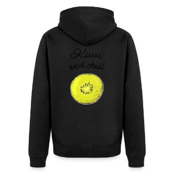 Kiwi And Chill - Unisex Premium Bio Zip Hoodie - Schwarz - Hinten - Nico (187cm)