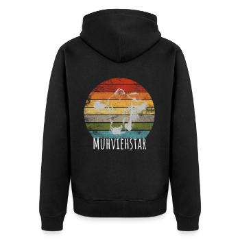 Landwirt Muhviehstar - Unisex Premium Bio Zip Hoodie - Schwarz - Hinten - Nico (187cm)