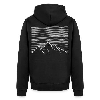 Das Geschenk für Wanderung in Tirol - Unisex Premium Bio Zip Hoodie - Schwarz - Hinten - Nico (187cm)
