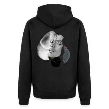 portrait masculin illustration avec des peintures à l’eau - Veste à capuche bio Premium Unisexe - noir - Dos - Nico (187cm)
