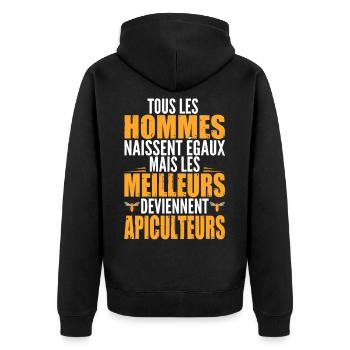apiculteur, cadeau apiculteur, apiculteurs - Veste à capuche bio Premium Unisexe - noir - Dos - Nico (187cm)