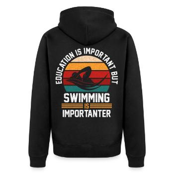 Schwimmteam Rettungsschwimmer Geschenk - Unisex Premium Bio Zip Hoodie - Schwarz - Hinten - Nico (187cm)