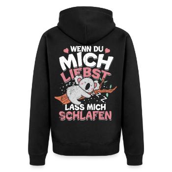 Koala - Unisex Premium Organic Zip Hoodie - black - Back - Nico (187cm)