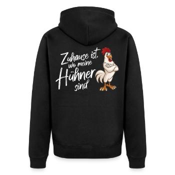 Huhn Hahn Hühner Chicken Stall Bauer Bauernhof - Unisex Premium Bio Zip Hoodie - Schwarz - Hinten - Nico (187cm)