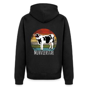 Landwirt Muhviehstar - Unisex Premium Bio Zip Hoodie - Schwarz - Hinten - Nico (187cm)