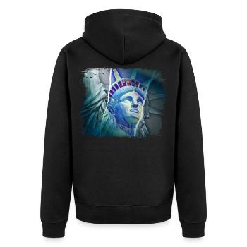 New York City NYC USA America Statue of Liberty - Unisex Premium Organic Zip Hoodie - black - Back - Nico (187cm)