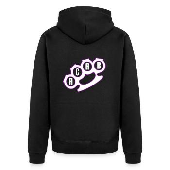 ACAB American Fist - Unisex Premium Organic Zip Hoodie - black - Back - Nico (187cm)