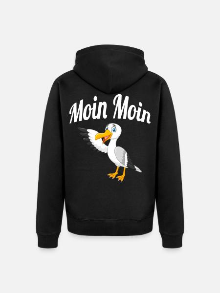 Moin Moin Möwe - Unisex Premium Bio Zip Hoodie - Schwarz