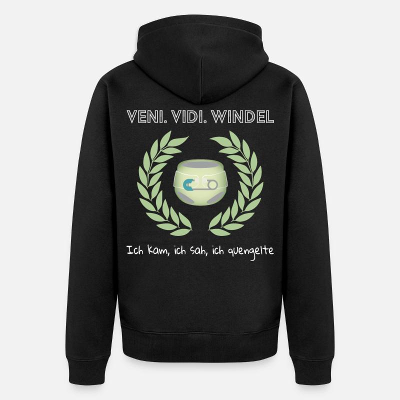 Veni. Vidi. Windel - Unisex Premium Bio Zip Hoodie - Schwarz