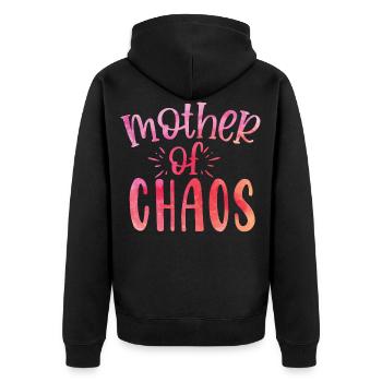 Mother of chaos - Unisex Premium Bio Zip Hoodie - Schwarz - Hinten - Nico (187cm)