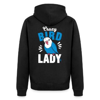 Bird Parakeet Wife Gift - Unisex Premium Organic Zip Hoodie - black - Back - Nico (187cm)