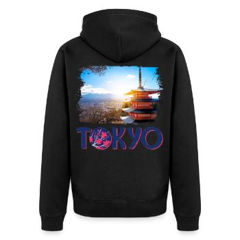 Tokyo Tokyo Japon Asie Pagode Montagne - Veste à capuche bio Premium Unisexe - noir - Dos - Nico (187cm)