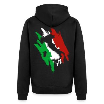 Italy - Unisex Premium Organic Zip Hoodie - black - Back - Nico (187cm)